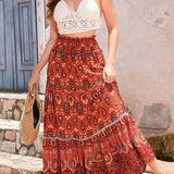 Lang nederdel til kvinder - Bohemestil - Elastisk talje - Flagrende og behagelig