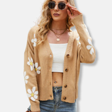 Manon Oversized Cardigan Vest | Blomsterstrikmønster