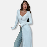 Martina Maxi Fitted Cardigan | Knap-Cardigan med lange ærmer