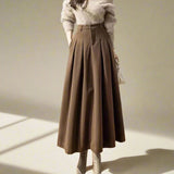 Lang damenederdel - Høj talje - Svaj snit - Elegant plisseret