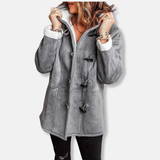 Dame fleecejakke – Hætte – Blødt for – Afslappet pasform – Længde til midt på låret