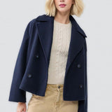 Oversized jakke med revers i en uldblanding