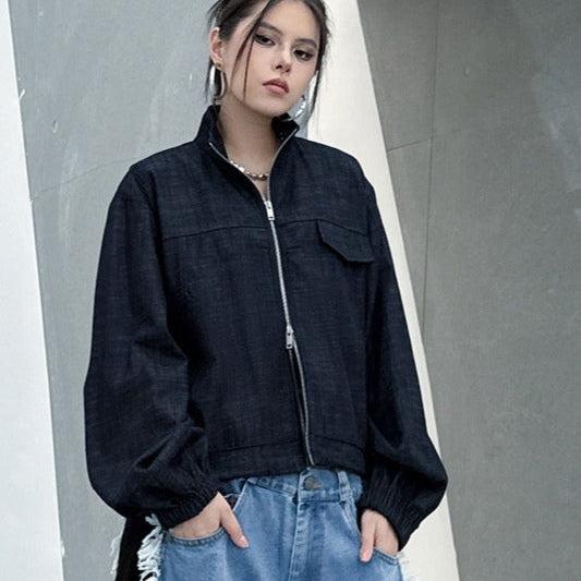 Denim arbejdsjakke med opsmøg