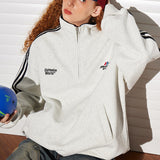 Retro sweatshirt med halv lynlås og høj hals