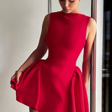 Sexet minikjole, rygløs, ærmeløs, ensfarvet