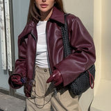 Stilfuld mat PU motorcykeljakke