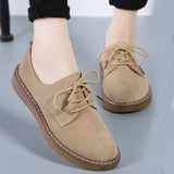 Dame Oxfordsko - Elegant ruskind - Rund tå - Komfortabel skridsikker sål