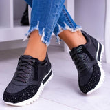 Damesneakers - Slangeprintdesign - Rhinstensdetaljer - Afslappet komfort - Skridsikker sål