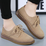 Dame Oxfordsko - Elegant ruskind - Rund tå - Komfortabel skridsikker sål