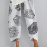 Damebukser med vide ben – Høj talje – Let stof – Afslappet løs pasform