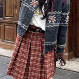 Ternet plisseret nederdel i uld