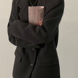 Oversized lang blazer i uldblanding