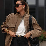 Retro kort ruskindsjakke