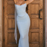 Højtaljet bodycon bandeau-nederdelsæt