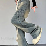 Jeans med vide ben og hjertemønster