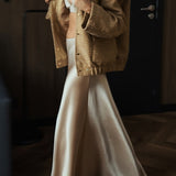 Paillettejakke med høj krave og lommer