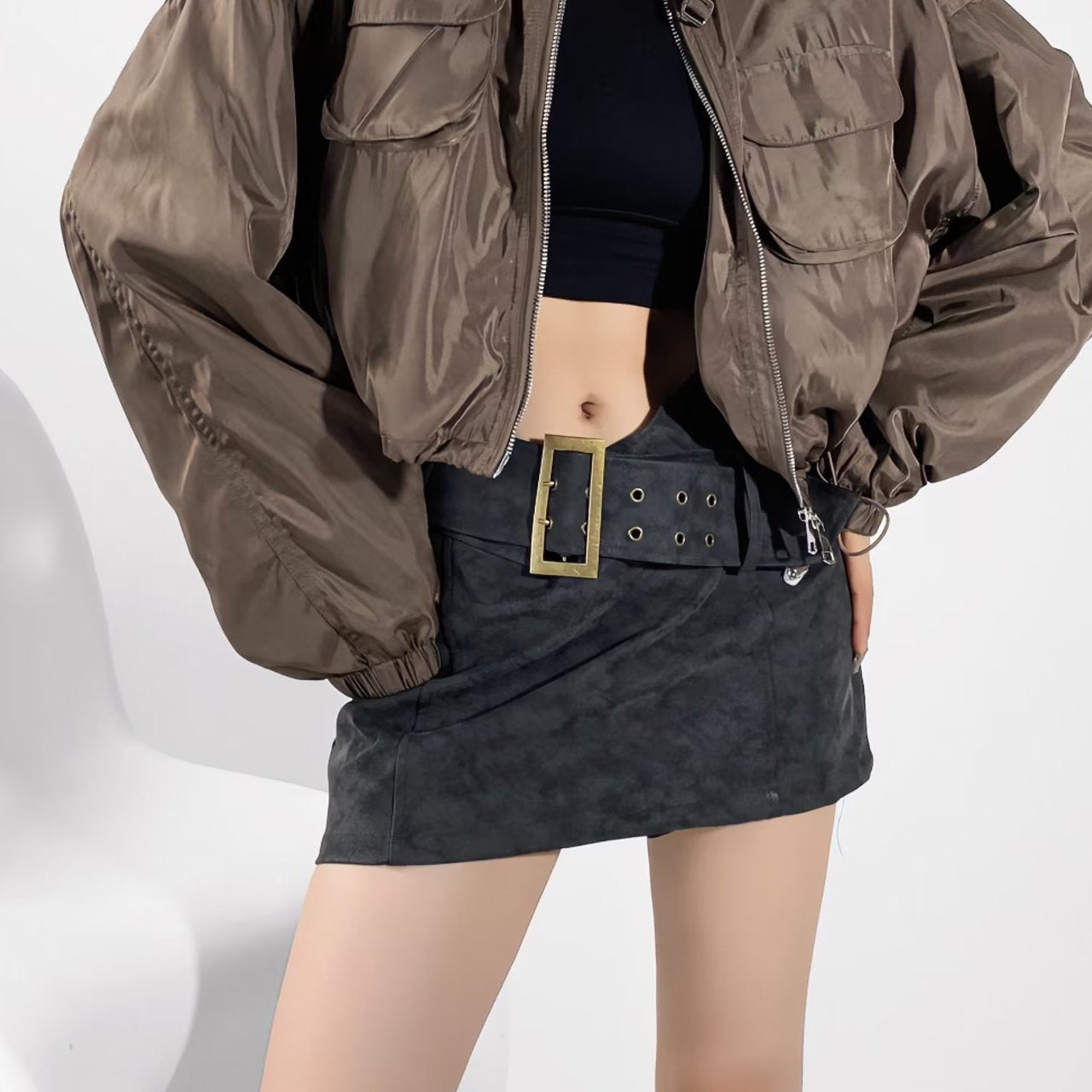 Kort cargofrakke med opretstående krave