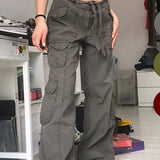 Casual vintage cargo jeans, løstsiddende lige snit