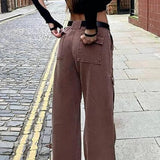 Højtaljede denimjeans med brede ben