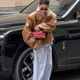 Vintage oversized blazer i PU-læder