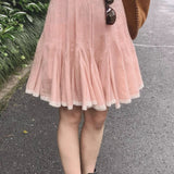 Flagrende, røget pink mini prinsessenederdel