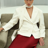 Vintage V-hals blazer med én knap