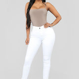 Højtaljede hvide skinny jeans