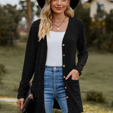 Langærmet vest i børstet ribstrik