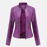 Amélie Fitted Læderjakke | Jakke med stående krave og lynlåslukning