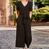 Damejumpsuit - 100% spundet bomuld - Elegant og behagelig - Korte ærmer