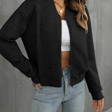 Damebomberjakke – Kort snit – Quiltet – Lynlåslukning – Ribbet kant