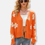 Manon Oversized Cardigan Vest | Blomsterstrikmønster