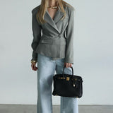 Vintage V-hals blazer med én knap