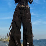 Gothic cargo jeans med brede ben