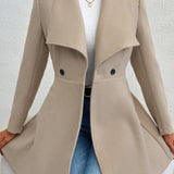 Lang uldfrakke med bælte