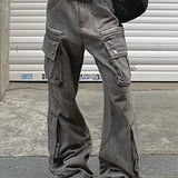 Vaskede cargojeans med flere lommer, streetwear-stil