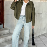 pilotjakke med ruskindslook-krave med hak