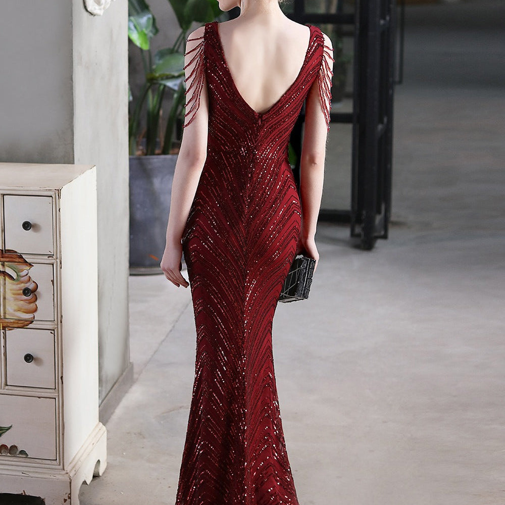 Elegant pailletteret havfrue aftenkjole