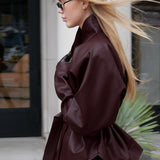 Lædertrenchcoat med opretstående krave