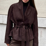 vintage langærmet ruskindsjakke