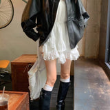 Kort, oversized bikerjakke