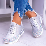 Damesneakers - Slangeprintdesign - Rhinstensdetaljer - Afslappet komfort - Skridsikker sål