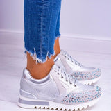 Damesneakers - Slangeprintdesign - Rhinstensdetaljer - Afslappet komfort - Skridsikker sål