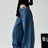 Vintage jeans med leopardprint og brede ben