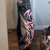 Jeans med brede ben og gotisk print