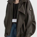 Oversized bikerjakke i læder