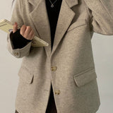 Oversized lang blazer i uldblanding
