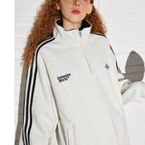 Retro sweatshirt med halv lynlås og høj hals