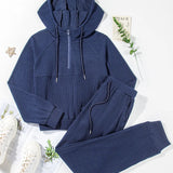 Dame loungewear-sæt - Højhalset top med lynlås - Bukser med elastisk talje