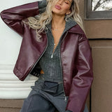 Stilfuld mat PU motorcykeljakke